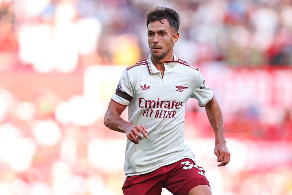 Martin Zubimendi in action during Manchester United v Arsenal in the Premier League clash.