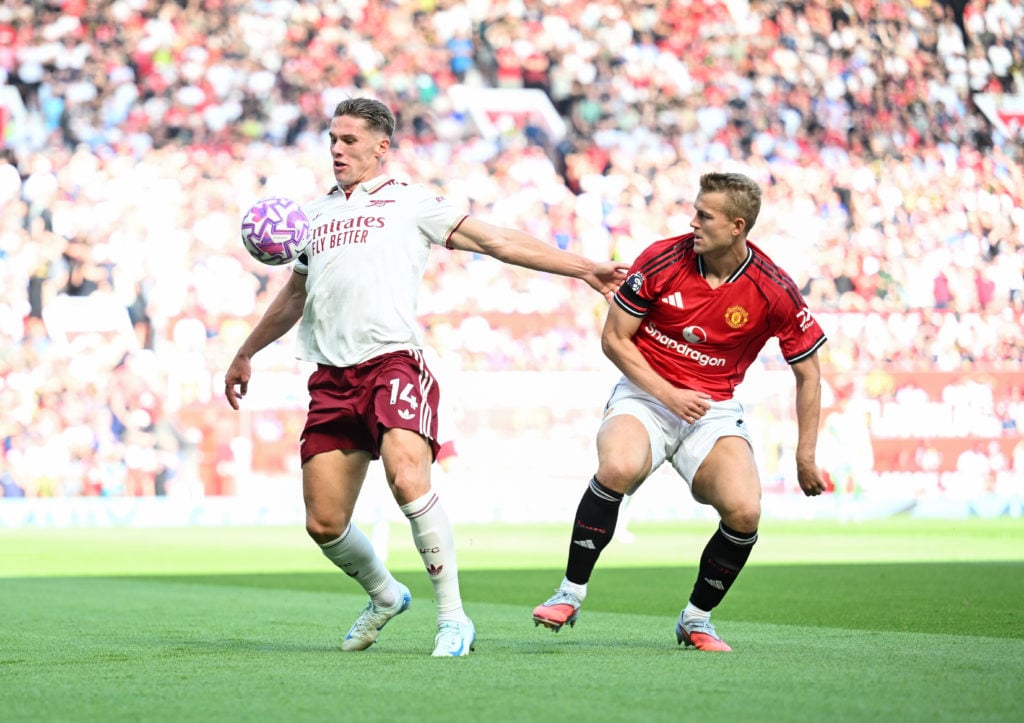 Viktor Gyokeres in action during Manchester United v Arsenal in the Premier League clash.