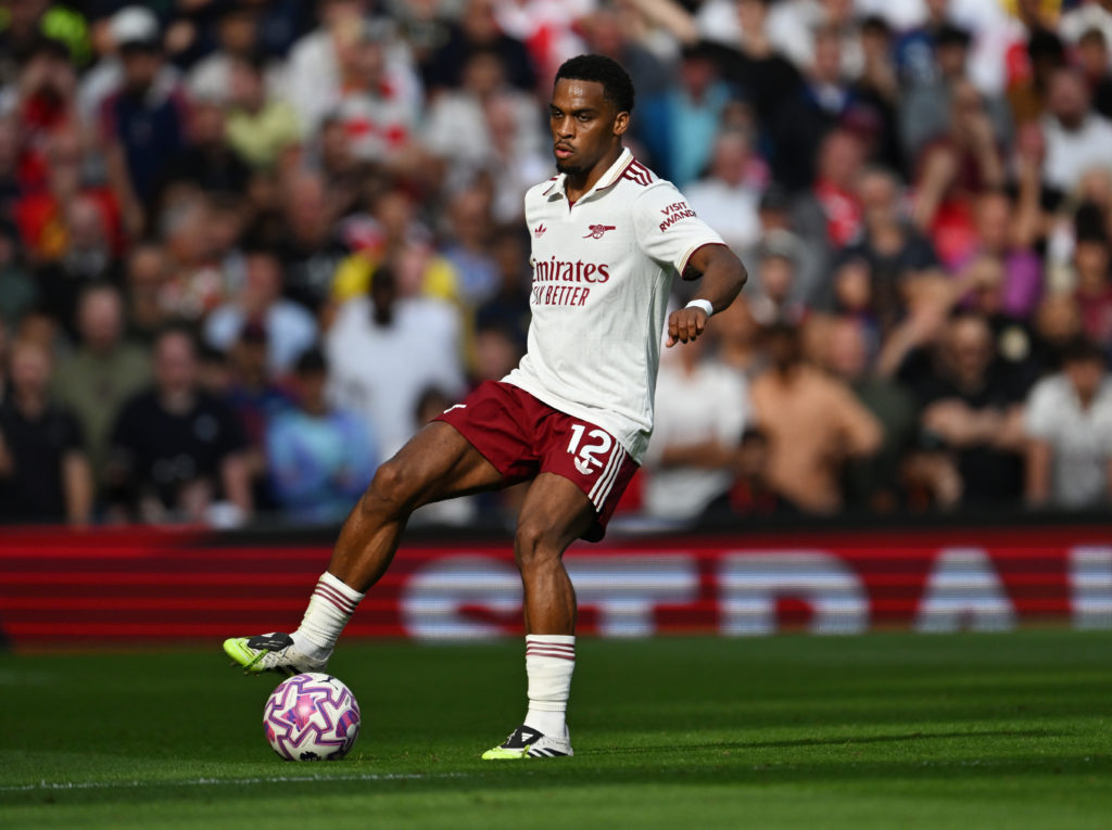 Jurrien Timber of Arsenal during the Premier League match between Liverpool and Arsenal.