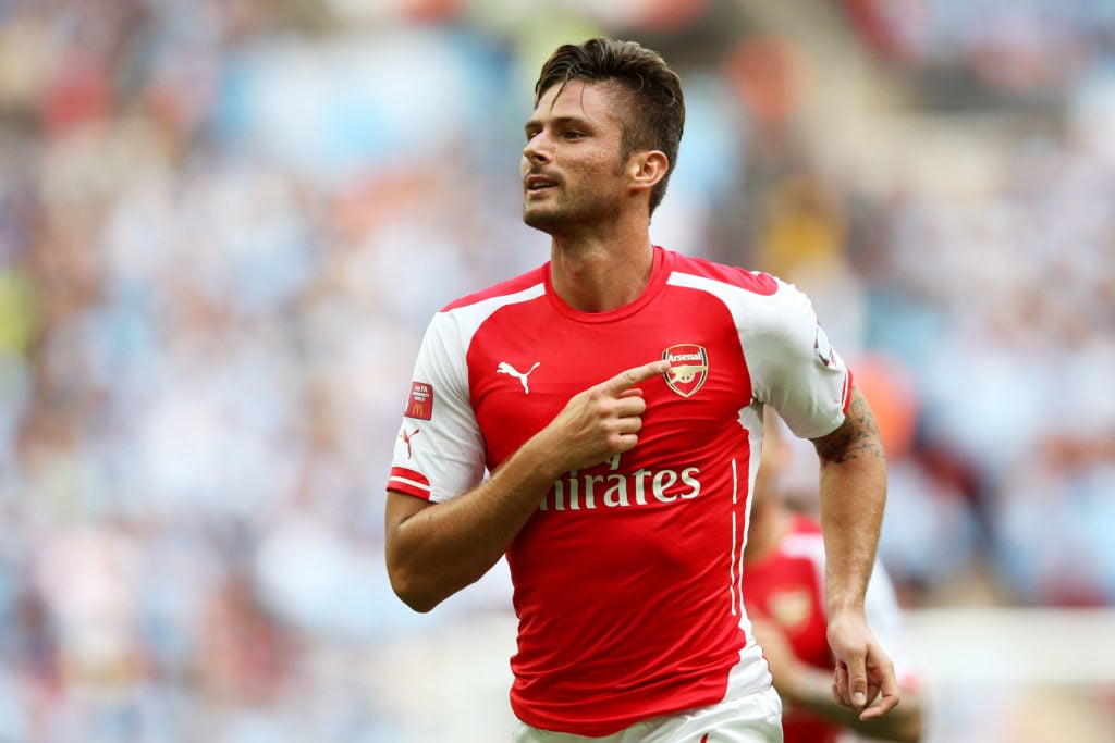 Olivier Giroud celebrates during Manchester City v Arsenal in the FA Community Shield clash.