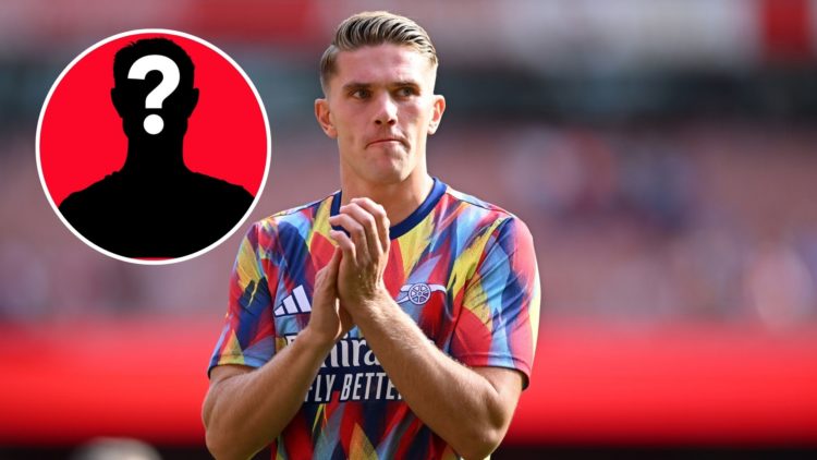 Image of Viktor Gyokeres applauds the fans before Arsenal v Villarreal in the Pre-Season Friendly clash, inset of a mystery player