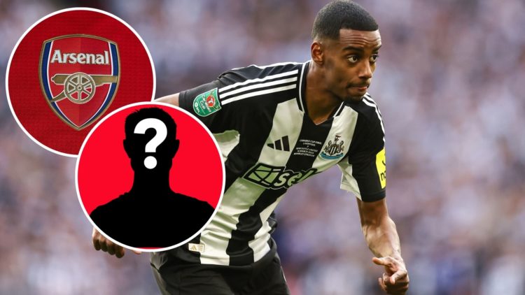 Image of Alexander Isak of Newcastle United during the Carabao Cup Final between Liverpool and Newcastle United, inset of A detailed view of the ba...