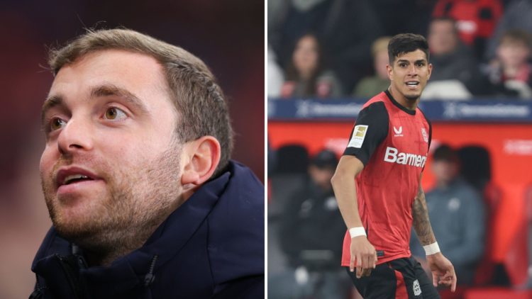 Split Image of Football journalist Fabrizio Romano during the UEFA Champions League 2024/25 League Phase MD6 match between Bayer 04 Leverkusen and ...