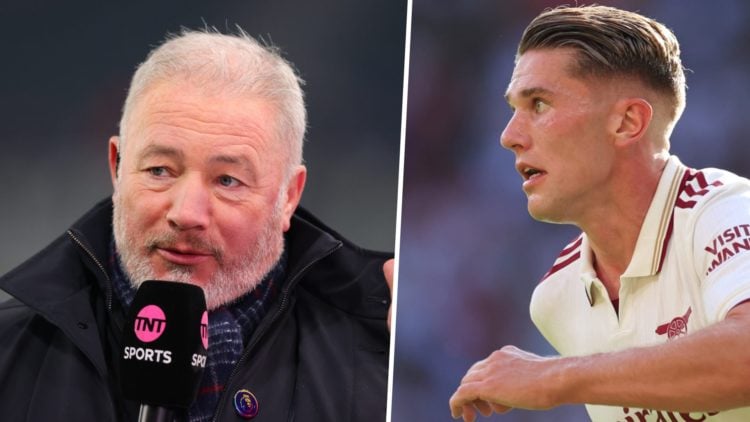 TNT Sports presenter Ally McCoist during the Premier League match between Newcastle United and Manchester United at St. James Park (L), Viktor Gyok...