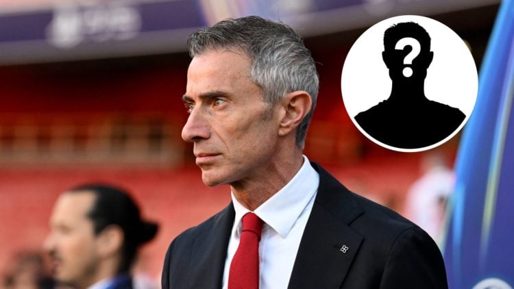 Andrea Berta, Sporting Director of Arsenal, looks on prior to the UEFA Champions League 2024/25 Semi Final First Leg match between Arsenal FC and P...