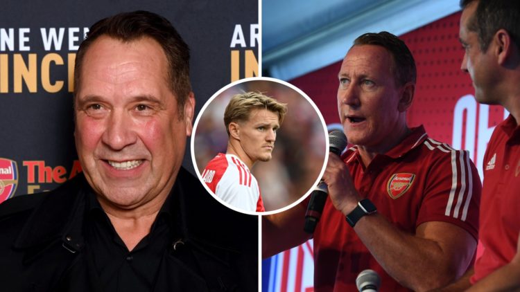 Split image of Arsenal legends David Seaman and Ray Parlour with inset of Martin Odegaard