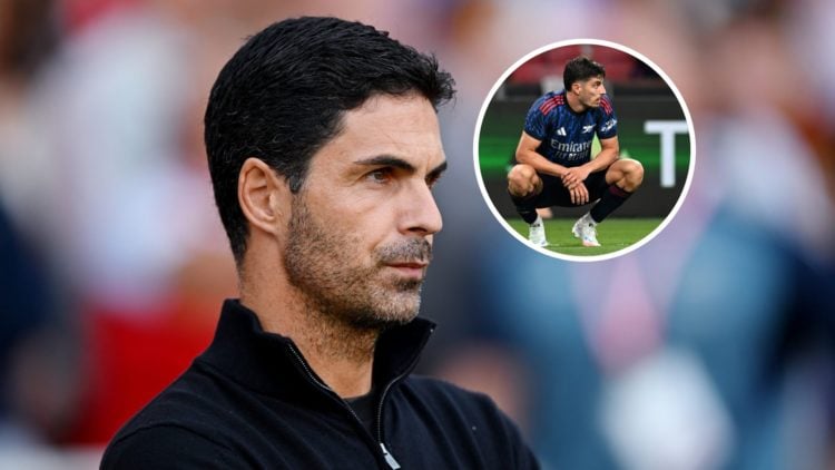 Arsenal manager Mikel Arteta with inset of Kai Havertz