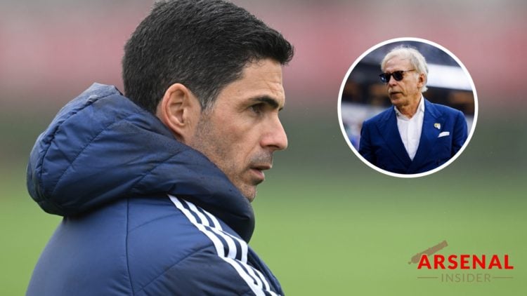 Arsenal manager Mikel Arteta with inset of Arsenal owner Stan Kroenke