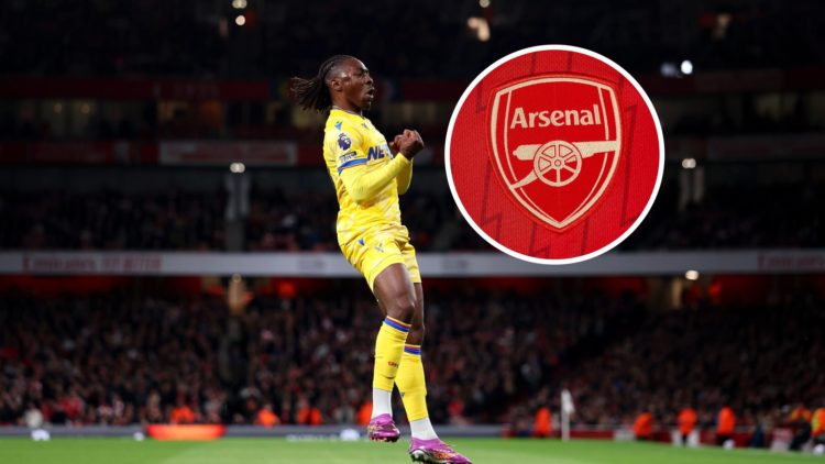 Crystal Palace star Eberechi Eze with inset of Arsenal badge