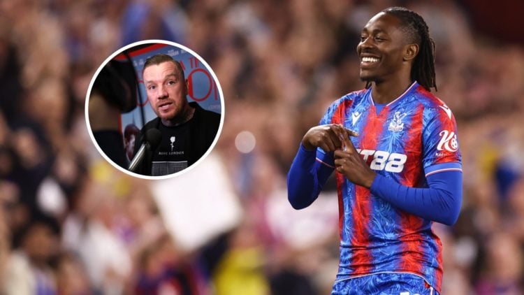 Crystal Palace forward Eberechi Eze with inset of Jamie O'Hara