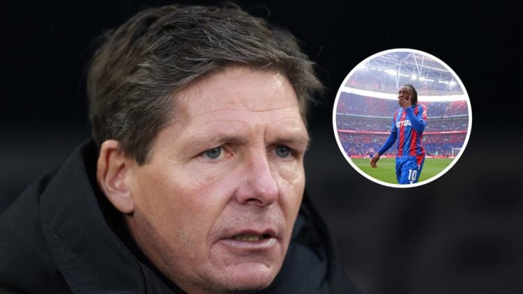 Crystal Palace manager Oliver Glasner with inset of Eberechi Eze