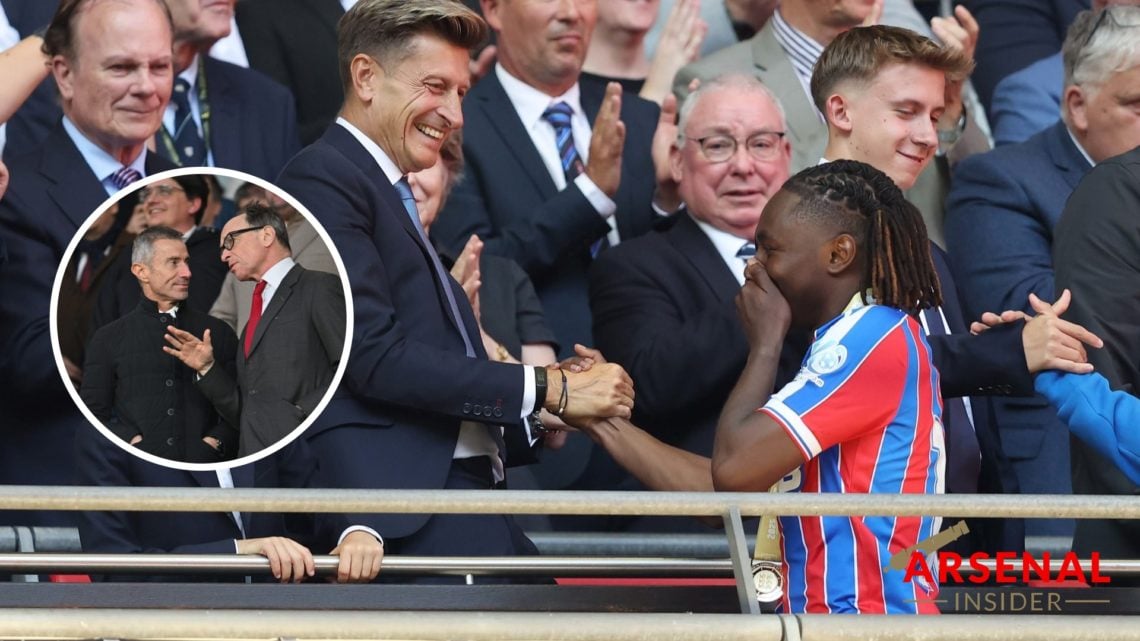 Crystal Palace chairman Steve Parish and Eberechi Eze with Arsenal backroom duo Andrea Berta and Tim Lewis