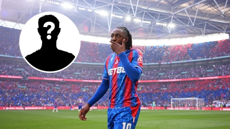 Eberechi Eze of Crystal Palace looks on prior to the Emirates FA Cup Final match between Crystal Palace and Manchester City at Wembley Stadium, wit...
