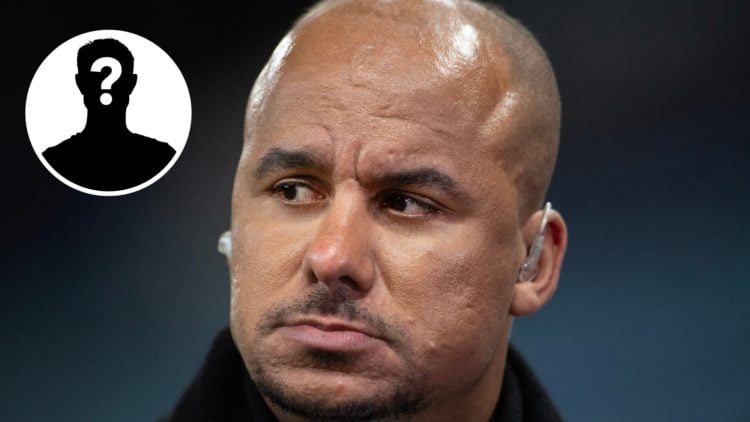 Amazon Prime pundit Gabriel Agbonlahor before the Premier League match between Aston Villa and Liverpool FC at Villa Park, with mystery player inset.