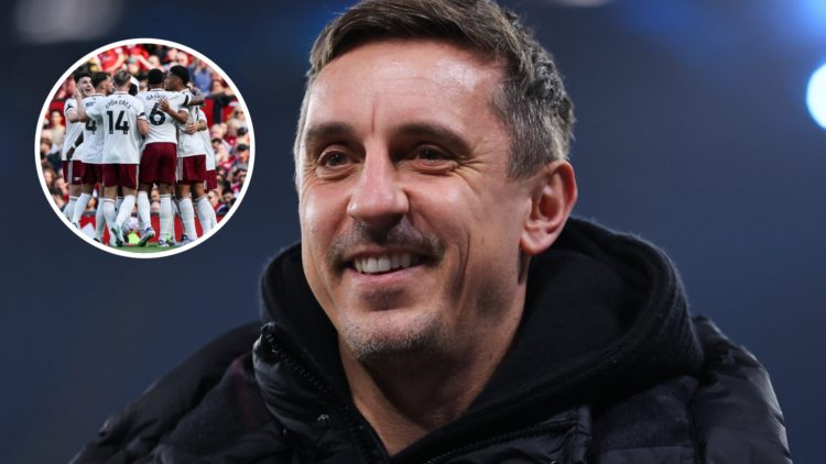 Pundit Gary Neville during the Barclays Women's Super League match between Manchester City and Manchester United at Etihad Stadium, with overlay of...