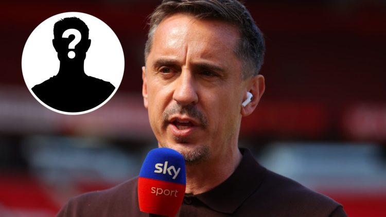 Sky Sports pundit Gary Neville presents to camera ahead of the Premier League match between Manchester United and Arsenal at Old Trafford, with mys...