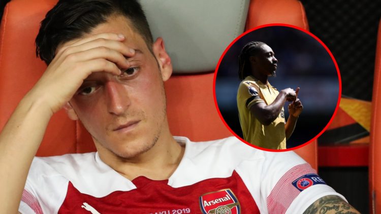 Mesut Ozil after losing the UEFA Europa League Final between Chelsea and Arsenal, inset, Eberechi Eze during the Premier League match between Chels...
