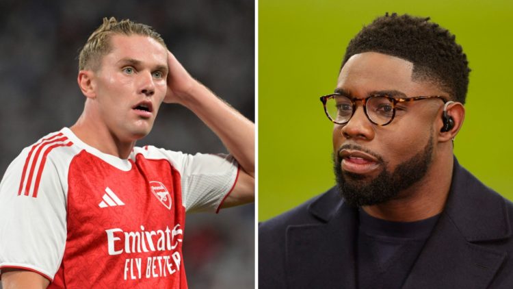 Viktor Gyokeres of Arsenal reacts during the Pre-Season Friendly match between Arsenal and Tottenham Hotspur at Kai Tak Sports Park (L), Micah Rich...