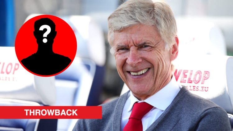 Former Arsenal manager Arsene Wenger looks on during the Premier League match between Huddersfield Town and Arsenal, inset, mystery icon.