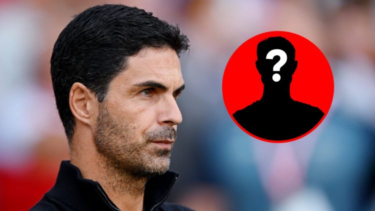 Mikel Arteta prior to the pre-season friendly match between Arsenal and Villarreal, inset, mystery icon.