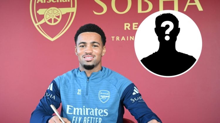 Arsenal's Ethan Nwaneri signs a new long-term contract at Sobha Realty Training Centre, with mystery player inset.