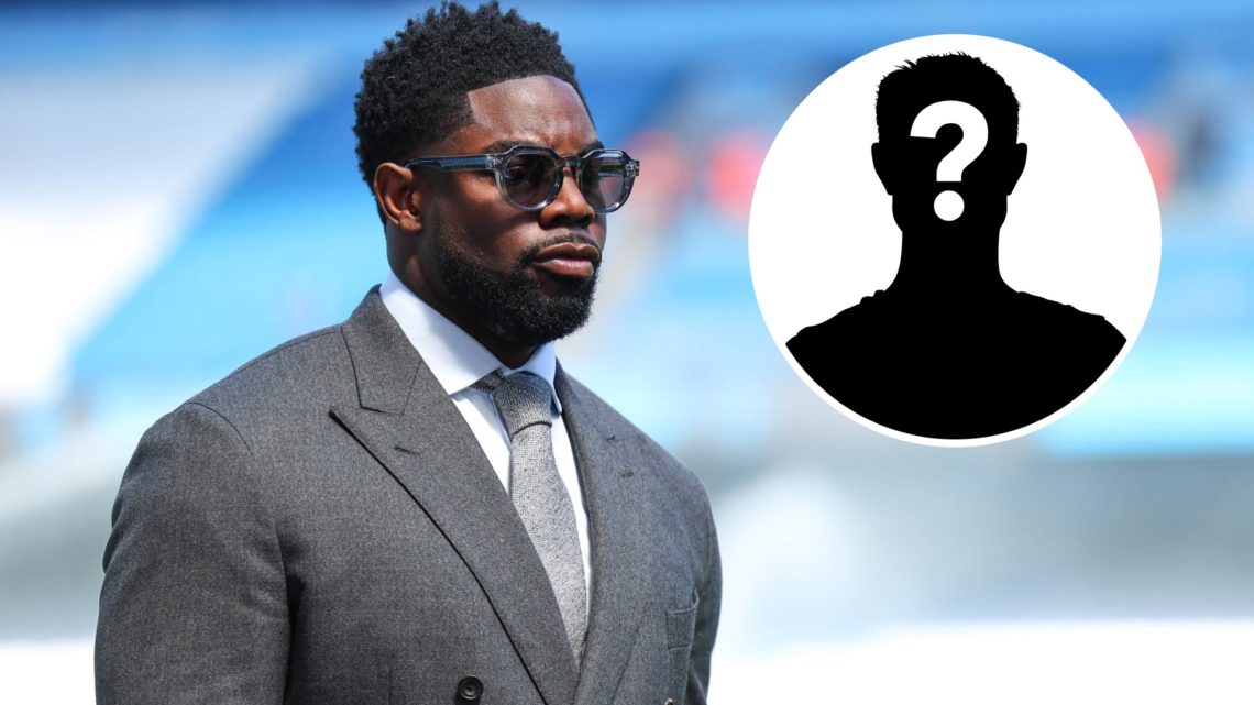Micah Richards presenting for Sky Sports ahead of the Premier League match between Manchester City and West Ham United at Etihad Stadium, with myst...