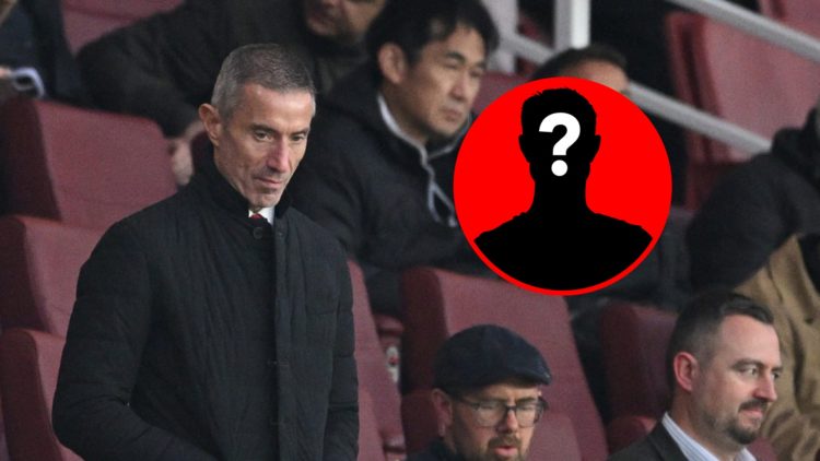 Andrea Berta prior to the Premier League match between Arsenal and Fulham, inset, mystery icon.