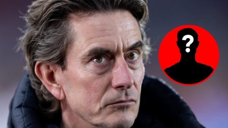 Thomas Frank prior to the Premier League match between Brentford and Manchester City, inset, mystery icon.