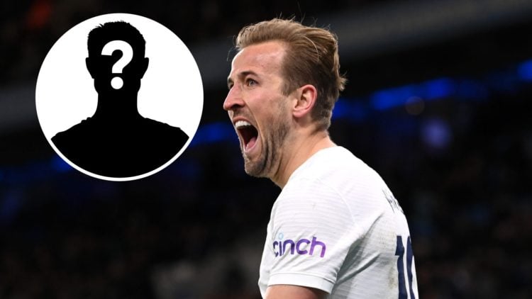 Harry Kane of Tottenham Hotspur celebrates after scoring their side's third goal during the Premier League match between Manchester City and Totten...
