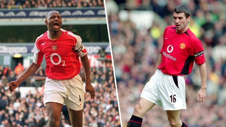 A split image of Roy Keane and Patrick Vieira