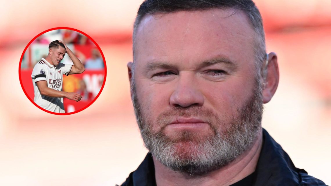 Wayne Rooney ahead of UEFA Champions League semi-final match between Arsenal and PSG, inset, Viktor Gyokeres during the Premier League match betwee...