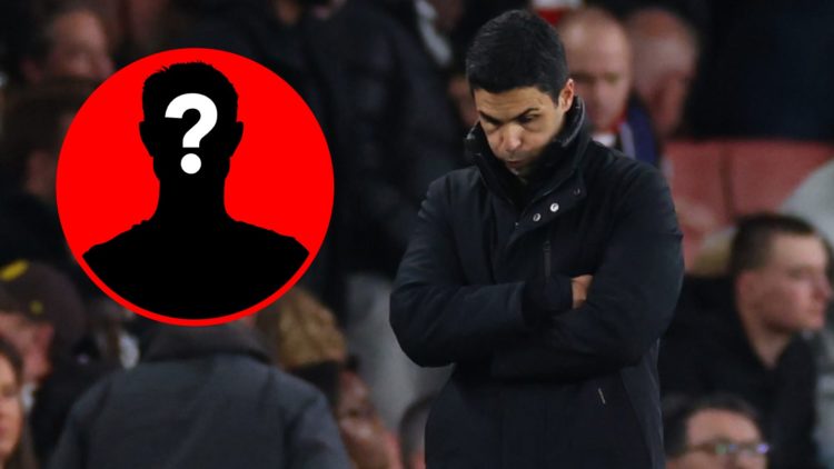 Mikel Arteta during the Premier League match between Arsenal and Crystal Palace, inset, mystery icon.