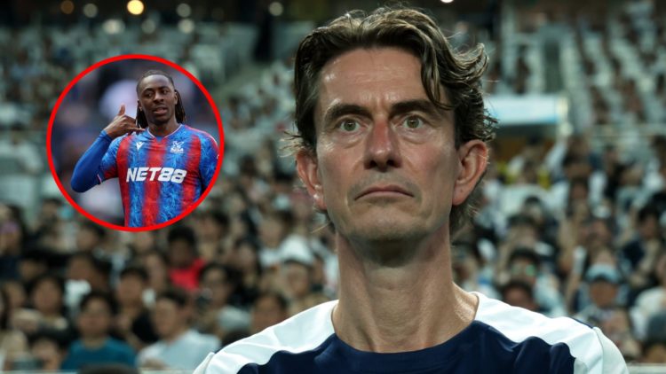 Thomas Frank prior to the Pre-Season Friendly match between Tottenham Hotspur and Newcastle United, inset, Eberechi Eze during the Premier League m...