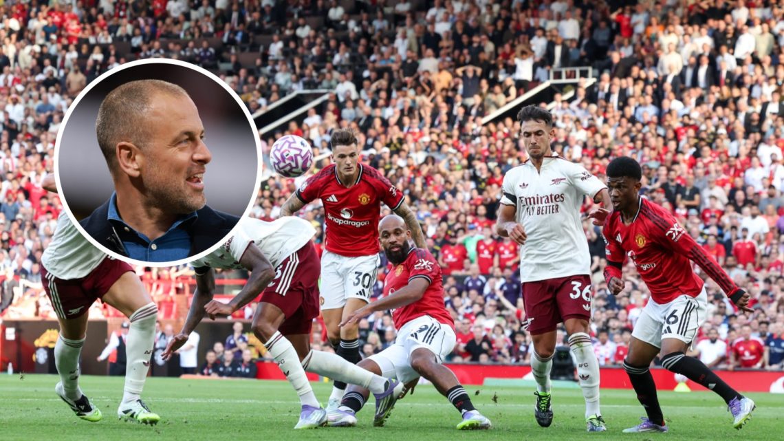 Manchester United and Arsenal players in action with inset of Joe Cole