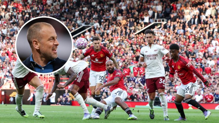 Manchester United and Arsenal players in action with inset of Joe Cole