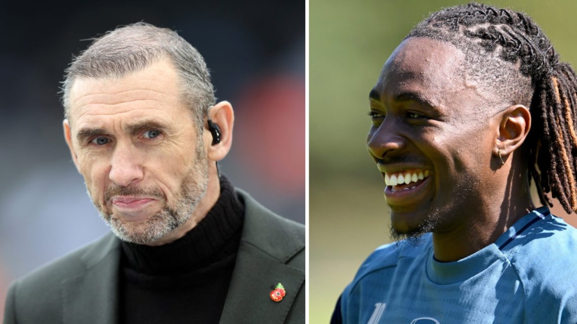 Former footballer and pundit, Martin Keown looks on prior to the Premier League match between Newcastle United FC and Arsenal FC (L), Eberechi Eze ...