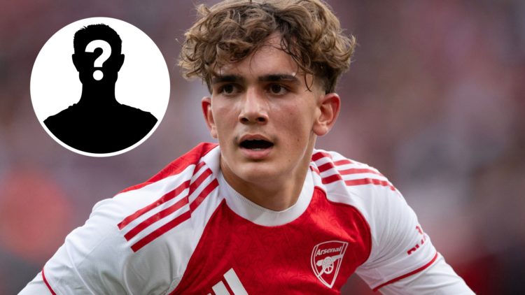 Max Dowman of Arsenal during the pre-season friendly match between Arsenal and Villarreal at Emirates Stadium, with mystery player inset.