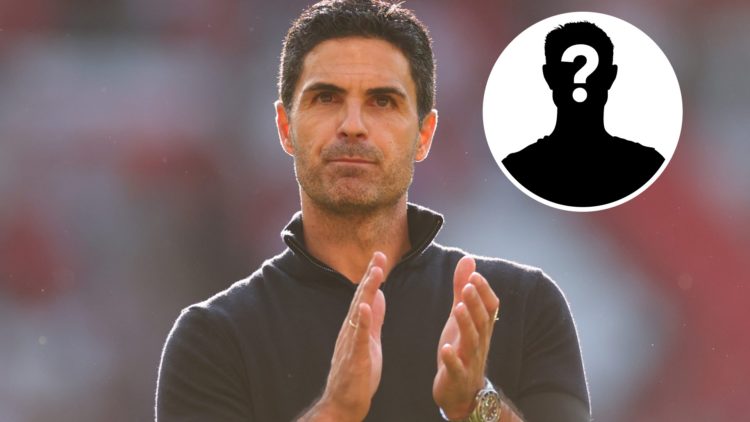Mikel Arteta manager / head coach of Arsenal applauds during the Premier League match between Manchester United and Arsenal, with mystery player in...