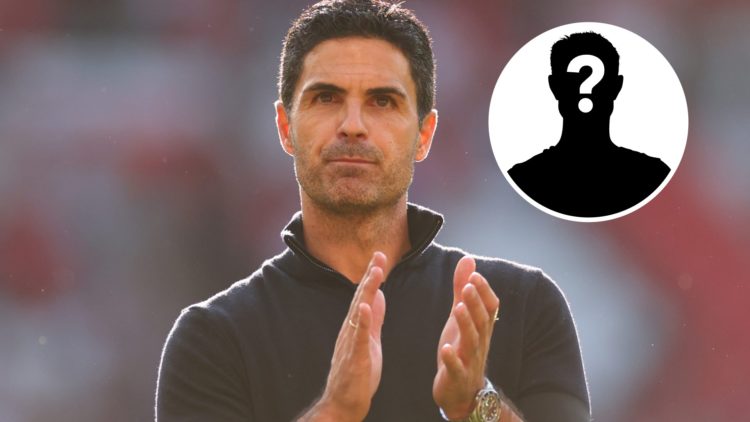 Mikel Arteta manager / head coach of Arsenal applauds during the Premier League match between Manchester United and Arsenal, with mystery player in...