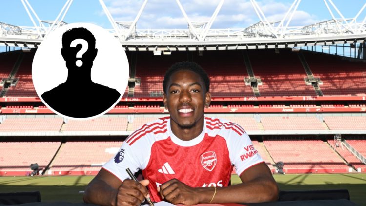 Myles Lewis-Skelly signs a new long term contract for Arsenal FC, with mystery player inset.