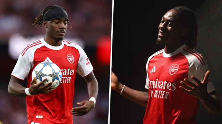 Noni Madueke of Arsenal during the pre-season friendly match between Arsenal and Villarreal at Emirates Stadium (L), Eberechi Eze signs for Arsenal...