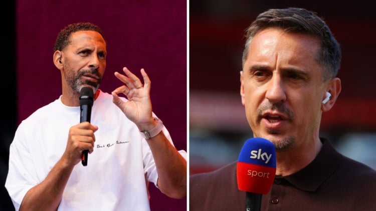 A split image featuring Rio Ferdinand and Gary Neville