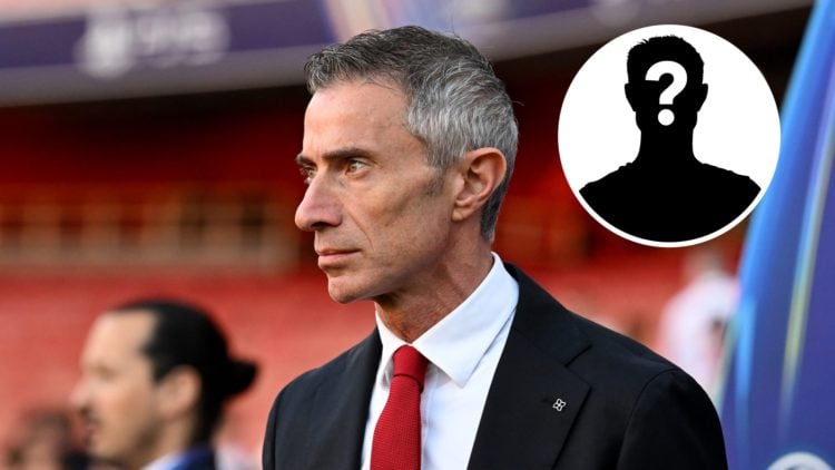 Andrea Berta, Sporting Director of Arsenal, looks on prior to the UEFA Champions League 2024/25 Semi Final First Leg match between Arsenal FC and P...