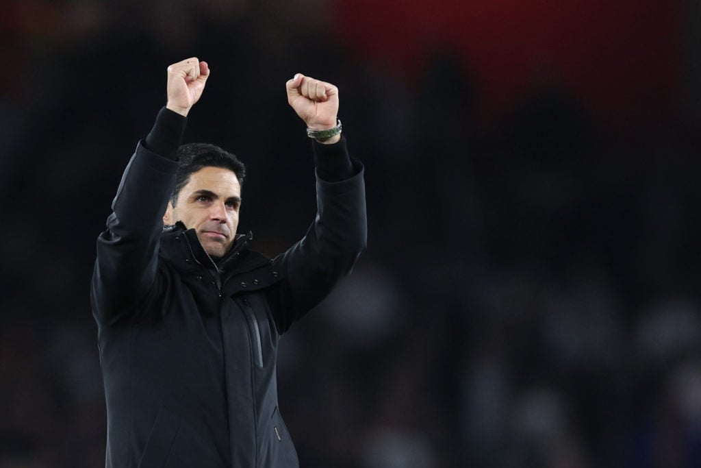 Mikel Arteta celebrates after Arsenal beat Real Madrid