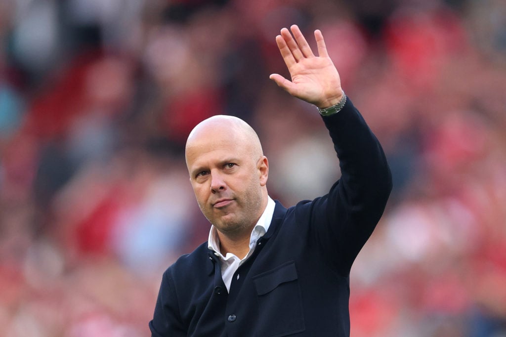 Arne Slot gestures after Liverpool beat Arsenal