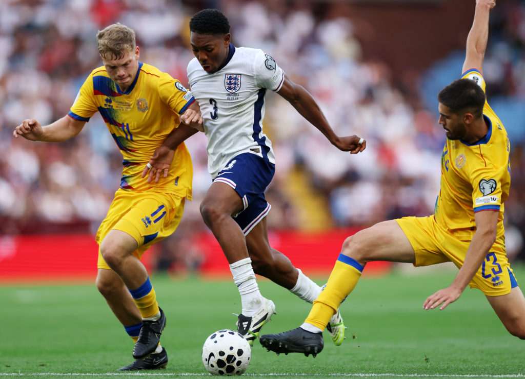 Myles Lewis-Skelly in action during England v Andorra in the FIFA World Cup 2026 Qualifier
