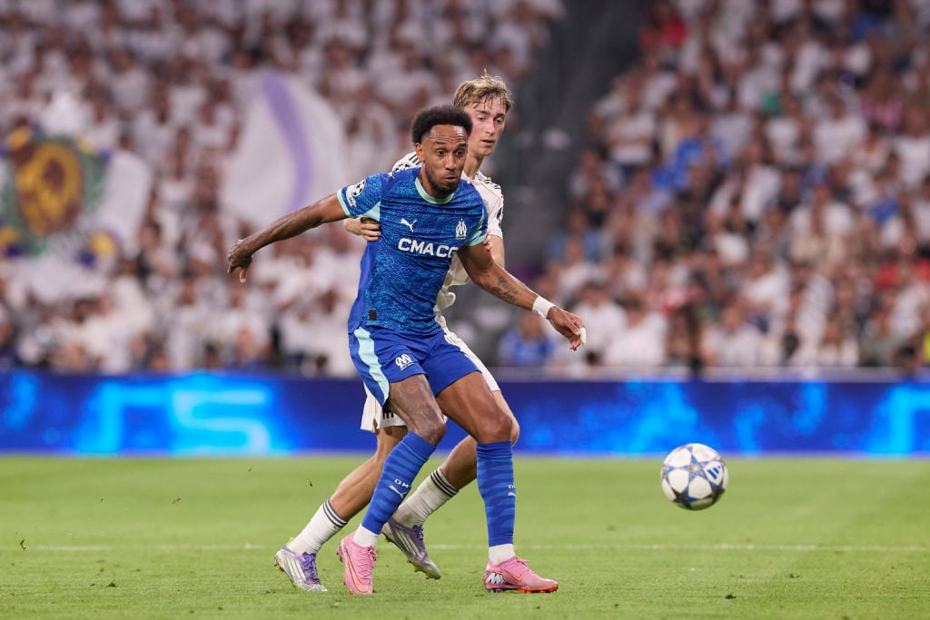 Dean Huijsen (R) of Real Madrid CF and Pierre-Emerick
