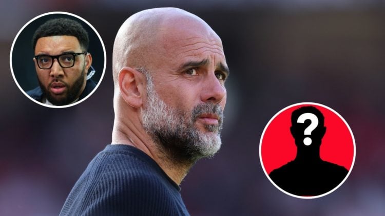 Image of Josep 'Pep' Guardiola, manager of Manchester City, looks on prior to the Premier League match between Manchester United FC and Manchester ...