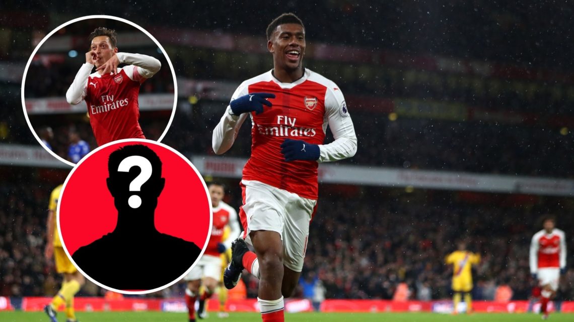 Image of Alex Iwobi of Arsenal celebrates after scoring his team's second goal during the Premier League match between Arsenal and Crystal Palace, ...