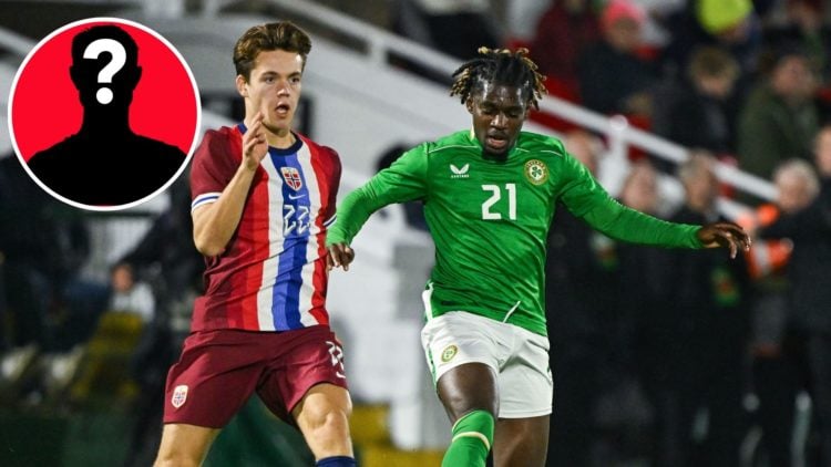 Image of Baba Adeeko of Republic of Ireland in action against Sverre Nypan of Norway during the UEFA European U21 Championship qualifier match betw...